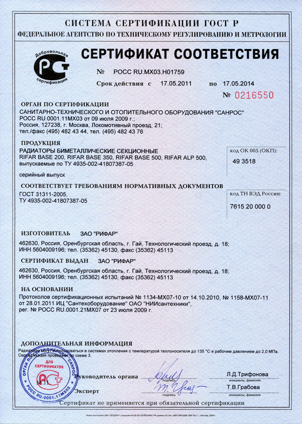 Биметаллические радиаторы Rifar Base 200: каталог товаров, установка ...